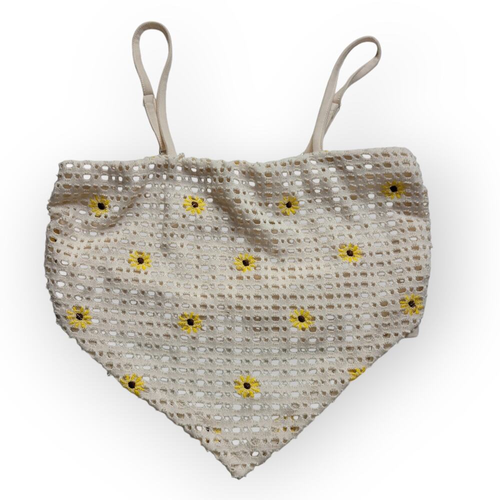 Crotchet Embroidered Floral Cropped Top Small Boho Cottagecore Fairy Festival